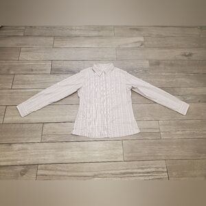 Columbia 100% polyester lilac cream plaid Omni-shade sun protection shirt size M